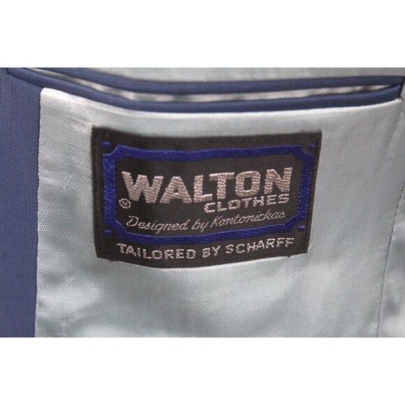 mens blue Vintage 70s 2pc vest blazer jacket sport suit coat polyester knit 38 R - Picture 6 of 8